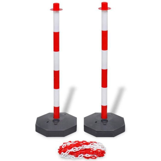 Poteau en plastique rouge et blanc