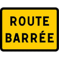 Panneau route barré temporaire